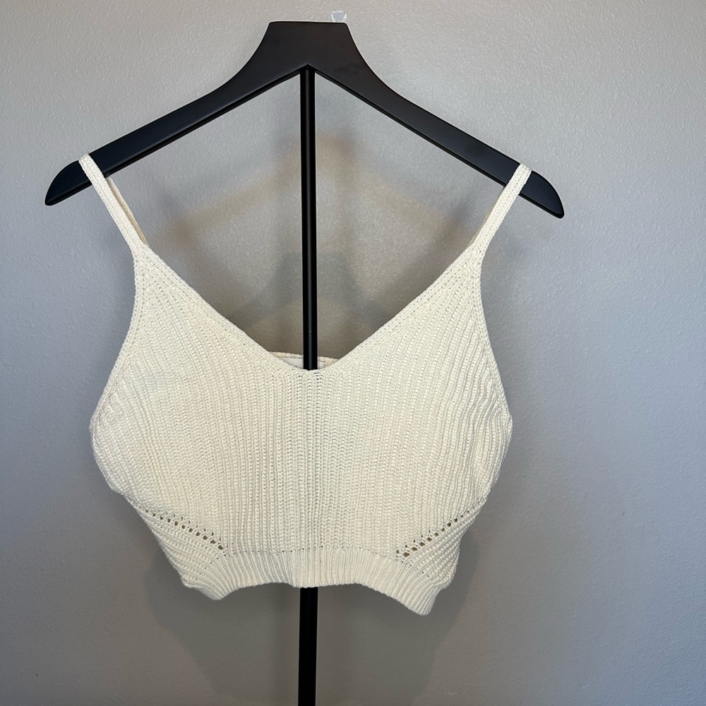 Cream Knit Crop Top Large